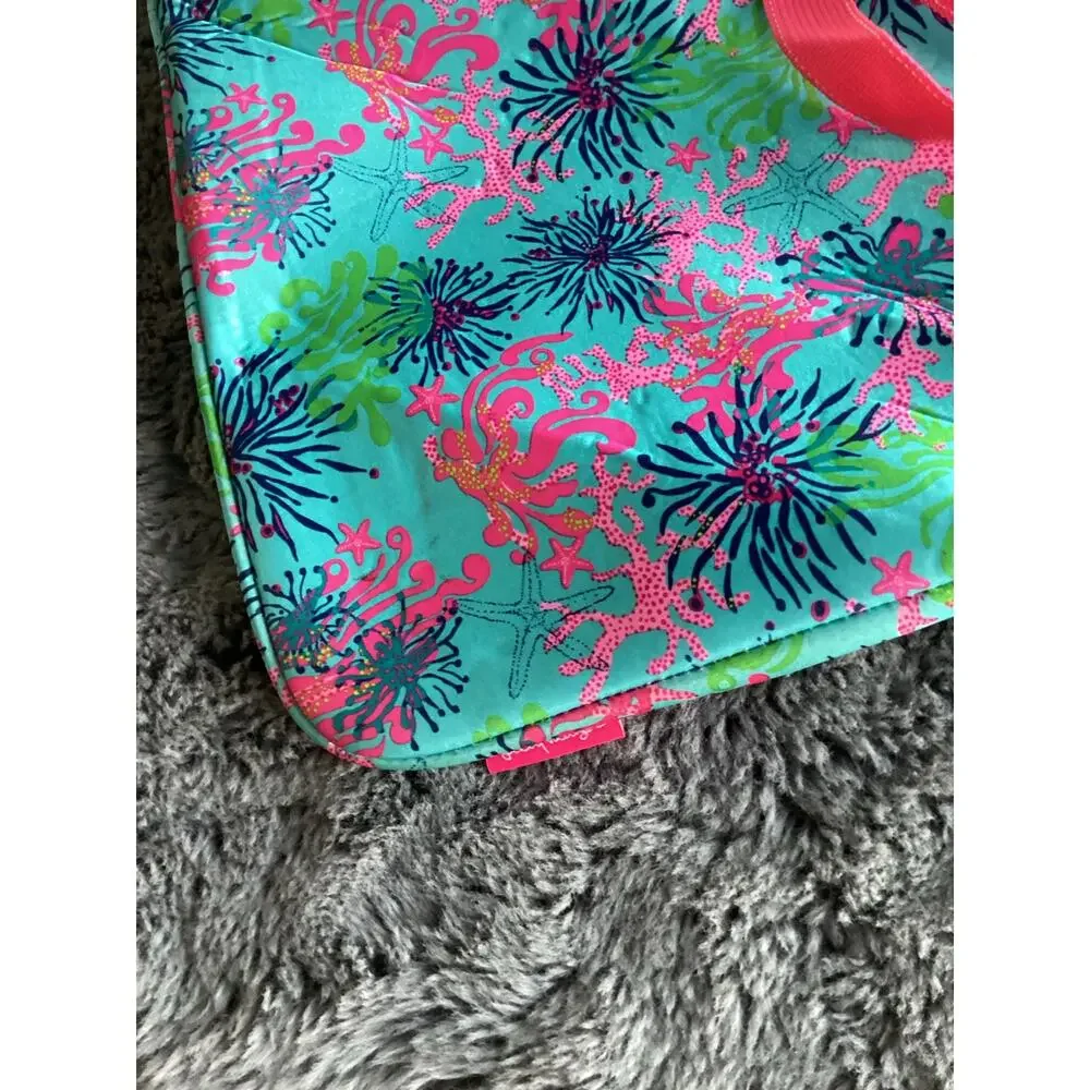 Lilly Pulitzer Dirty Shirley‎ Print Laptop Bag with Shoulder Strap Blue Pink